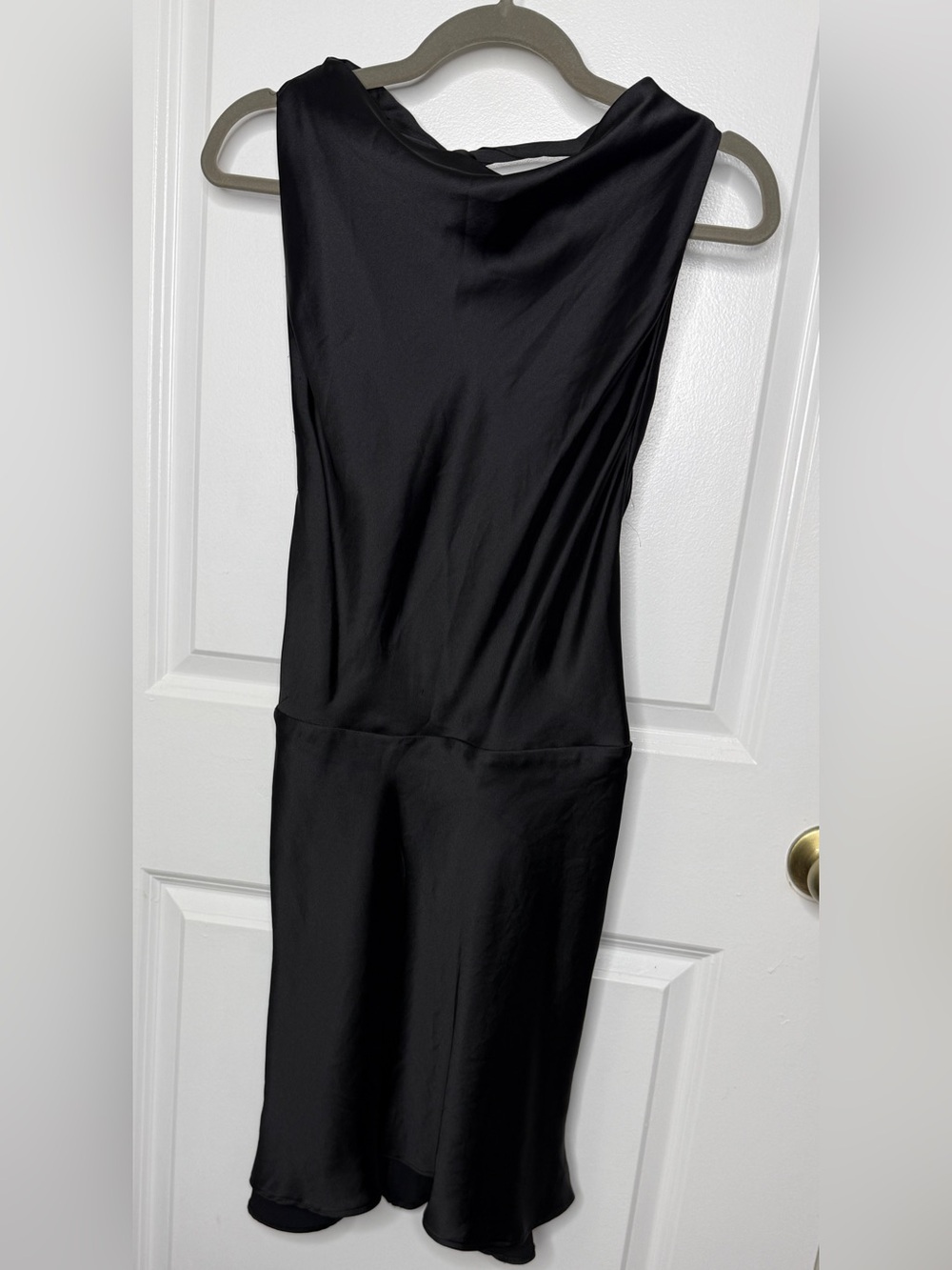 Zara Black Satin Backless Halter Midi Dress Sz M Secure Elastic Waist | EUC - Picture 7 of 10
